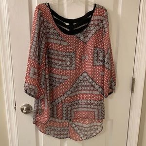 Semi sheer high-low blouse with cute back